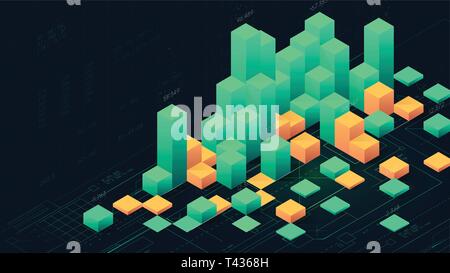 La visualisation de données numérique futuriste infographie, colonnes de l'analyse commerciale, le concept créatif pour présentation de présentation financière Illustration de Vecteur