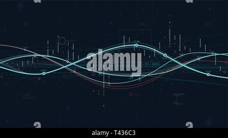 Indicateurs statistiques de l'analyse des big data, la stratégie d'entreprise graphique numérique indiquant les progrès de présentation financière Illustration de Vecteur