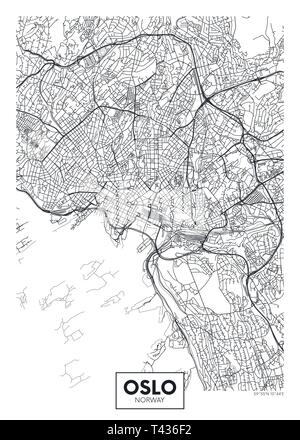 Plan de la ville d'Oslo, vecteur de déplacement d'affiches pour la décoration intérieure Illustration de Vecteur