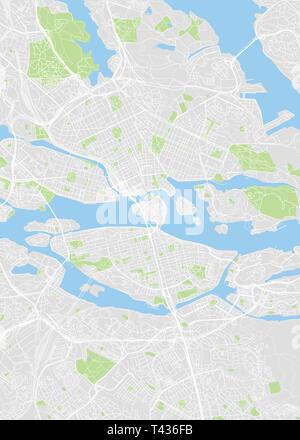 Plan de la ville Stockholm, couleur plan détaillé, vector illustration pour votre conception Illustration de Vecteur