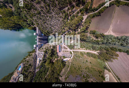 Vue aérienne d'un barrage en Andalousie Banque D'Images