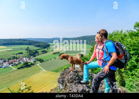 Randonnée aventure sur Jägersteig dans franconia Banque D'Images