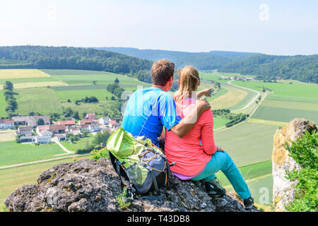 Randonnée aventure sur Jägersteig dans franconia Banque D'Images