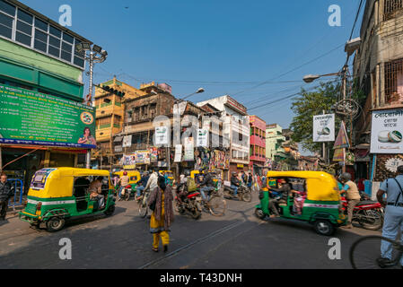 Dans streetview typique horizontale aka Kolkata Calcutta, Inde. Banque D'Images