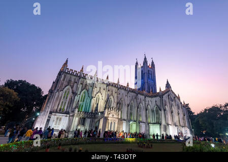 Vue horizontale de la Cathédrale St Paul à Kolkata aka Calcutta, Inde. Banque D'Images