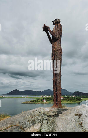 "L'homme de la mer" sculpture par Killi Olsen à Bø Musée sur l'île Langoya dans l'archipel des Vesterålen Sans PETROLE Norvège Nordland Banque D'Images