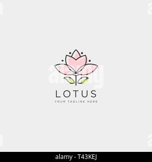 Fleur floral beauté ligne premium simple logo template Illustration de Vecteur