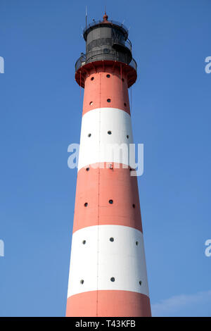 Phare de Westerheversand à Schleswig-Holstein. Considéré comme l'un des phares les plus connus dans le nord de l'Allemagne, il a été construit en 1908. Banque D'Images