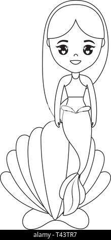 Cute mermaid assis dans un coquillage vector illustration design Illustration de Vecteur