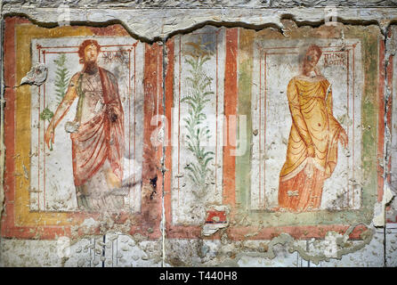 Fresque romaine de Zeugma. 2e - 3e siècle. Musée des mosaïques de Zeugma, Gaziantep, Turquie. Banque D'Images