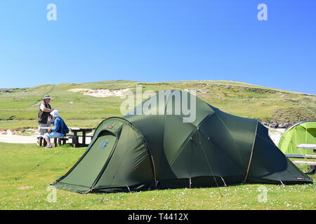 Camping de Traigh Horgabost, Isle of Harris, Outer Hebrides, Na h-Eileanan Siar, Ecosse, Royaume-Uni Banque D'Images
