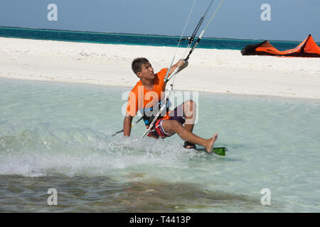 Kitesurf - Los Roques venezuela Banque D'Images