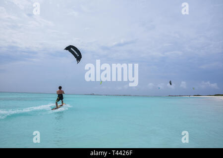 Kitesurf - Los Roques venezuela Banque D'Images