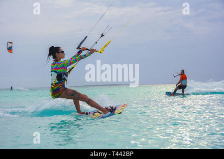 Kitesurf - Los Roques venezuela Banque D'Images