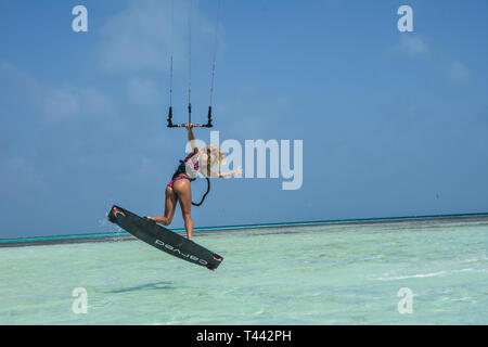 Kitesurf - Los Roques venezuela Banque D'Images