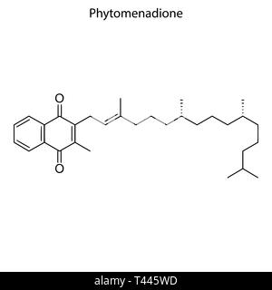 Formule topologique du Phytomenadione. La vitamine K 1 molécule chimique. Illustration de Vecteur