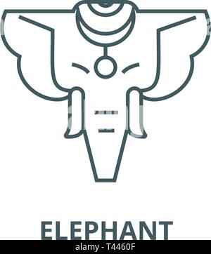 L'Inde, l'éléphant, l'icône de la ligne de vecteur. L'éléphant, le contour de l'Inde, signe symbole, télévision illustration Illustration de Vecteur