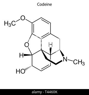 Formule topologique de molécule chimique de la codéine. Illustration de Vecteur