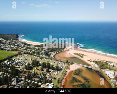 Vue aérienne de Narrabeen Narrabeen Nord, lagune et Rockpool Turimetta beach. Côte de la mer de Tasman à Sydney. Banque D'Images