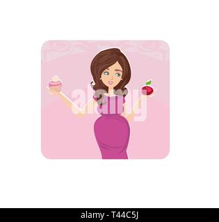 Happy pregnant woman choisit des aliments sains Illustration de Vecteur