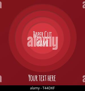 Vecteur rouge fond avec du papier de couleur couper des cercles. 3d abstrait style art papier Illustration de Vecteur