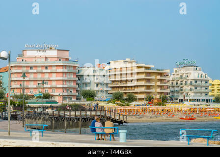 Playa del sol Beach, Riccione, Emilie Romagne, Italie Banque D'Images