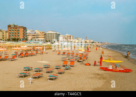 Playa del sol Beach, Riccione, Emilie Romagne, Italie Banque D'Images