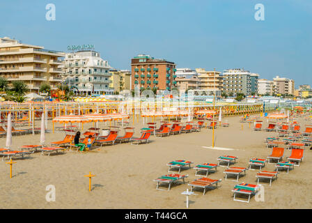 Playa del sol Beach, Riccione, Emilie Romagne, Italie Banque D'Images