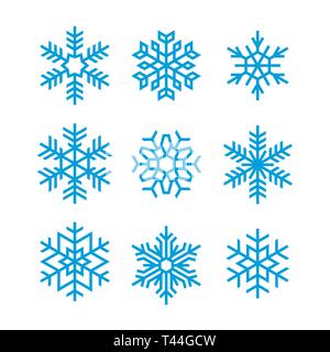 Ensemble de flocons de vecteur pour fond de Noël Illustration de Vecteur