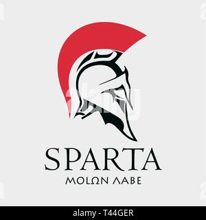 L'ancien casque du guerrier spartiate. Image vecteur symbole Sparte Illustration de Vecteur