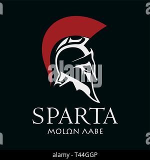 L'ancien casque du guerrier spartiate. Image vecteur symbole Sparte Illustration de Vecteur