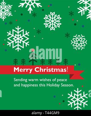 Carte de vœux de Noël vecteur simple avec arbre et snowflakes Illustration de Vecteur