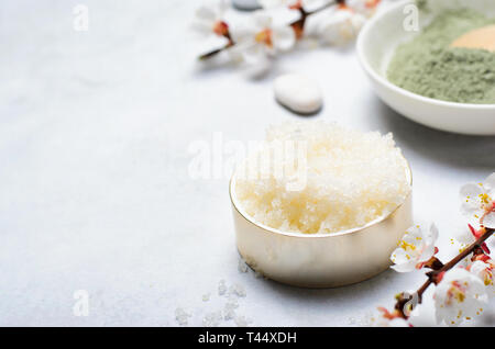 Sugar Scrub, Natural Handmade Cosmetics, Traitement Spa, Wellness Background Banque D'Images