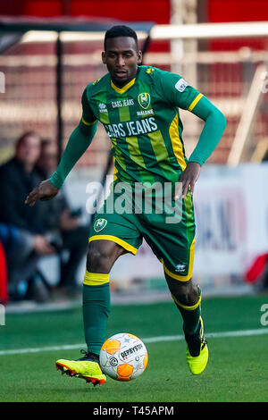ALKMAAR, AZ - ADO La Haye, 13-04-2019 football, saison 2018 de l'Eredivisie néerlandaise - 2019, l'AFAS Stadium, ADO La Haye player Dion Malone Banque D'Images