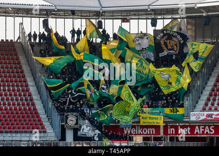 ALKMAAR, AZ - ADO La Haye, 13-04-2019 football, saison 2018 de l'Eredivisie néerlandaise - 2019, l'AFAS Stadium, ADO La Haye partisans, fans Banque D'Images