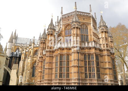 Vue arrière de l'abbaye de Westminster, London, UK Banque D'Images