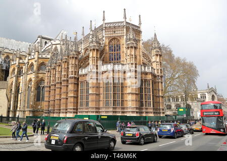 Vue arrière de l'abbaye de Westminster, London, UK Banque D'Images