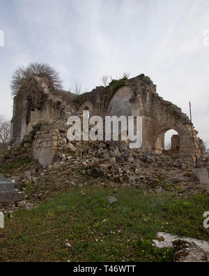 L'église à Maizy France détruit lorsqu'un Lancaster de la RAF en 1944, il a frappé Banque D'Images