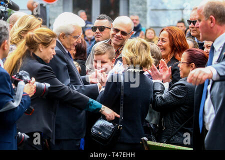 Napoli, Italie. 13 avr, 2019. Le Président de la République italienne Mattarella et le président de la chambre de Fico visiter Naples. Crédit : Antonio Balasco/Pacific Press/Alamy Live News Banque D'Images