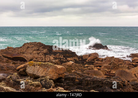 Épave de Porth, St Mary's, Îles Scilly, UK, sur un jour nuageux et venteux Banque D'Images