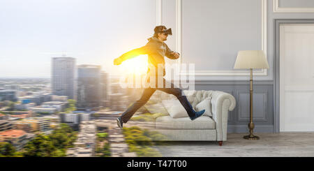 L'expérience de réalité virtuelle, les technologies de l'avenir. Technique mixte Banque D'Images