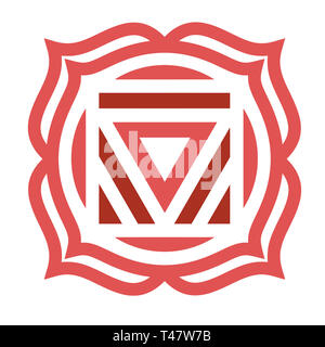 Muladhara Chakra rouge mandala racine sacrée spirituelle ésotérique forme illustration Banque D'Images