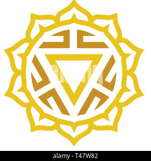 L'énergie solaire jaune Manipura chakra sacré forme spirituelle mandala illustration Banque D'Images