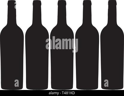 Ensemble de bouteilles de vin silhouette vector illustration d'application ou du site web sur fond blanc Illustration de Vecteur