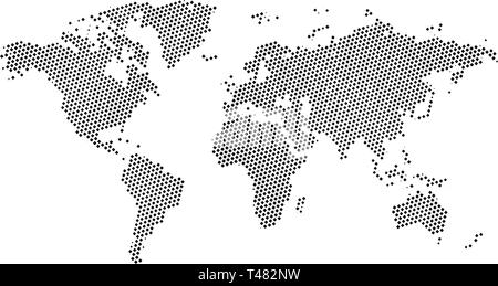 Demi-teinte noir pointillé hexagonal carte du monde. Vector illustration. La carte à points dans télévision design. Vector illustration isolé sur fond blanc Illustration de Vecteur