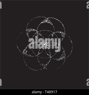 Illustration de la fleur de vie dans le style d'dotwork. Idée de tatouage. La craie sur un tableau noir. Illustration de Vecteur