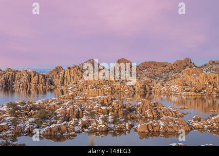 Paysage d'hiver à Watson Lake Prescott en Arizona Banque D'Images