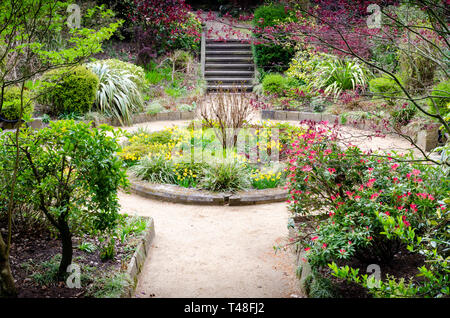 Denzell Jardins et chambre. Construit par Robert Scott, cette chambre à Bowden, Altrincham dispose d'un bassin d'agrément, des vignes, des orchidées, et un jardin en contrebas. Banque D'Images