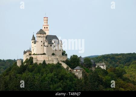 , Marksburg Braubach, Vallée du Haut-Rhin moyen, Rhénanie-Palatinat, Allemagne Banque D'Images