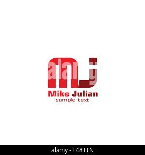 MJ lettre logo design, lettre initiale mj logo graphique, modèle de télévision logo design, isolé sur fond blanc. Illustration de Vecteur